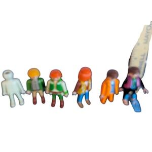 Vintage Playmobil Figures Lot of‎ 6 Colorful People Toy Figures Bundle
